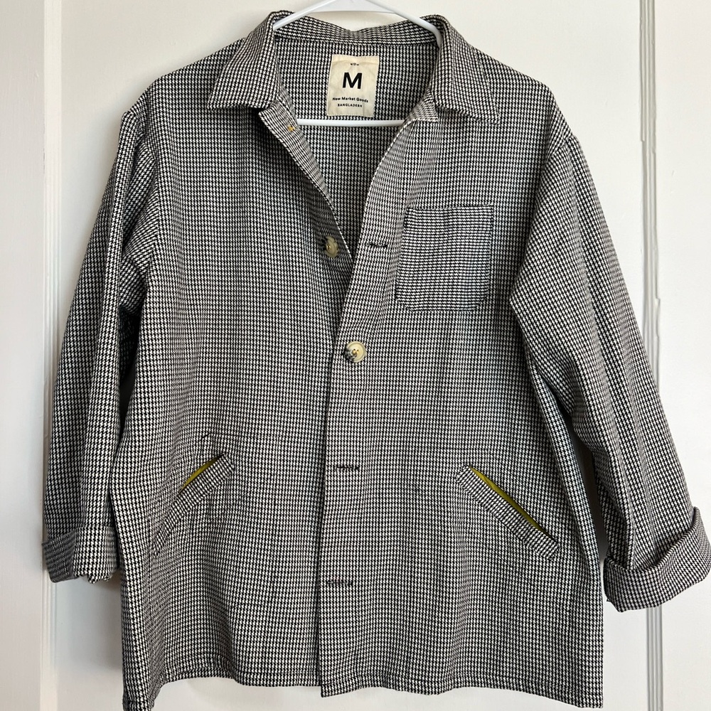 Boutique Houndstooth Canvas Shirt Jacket- New Market Goods